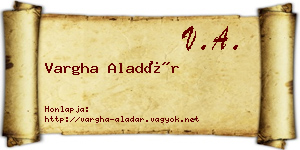 Vargha Aladár névjegykártya
